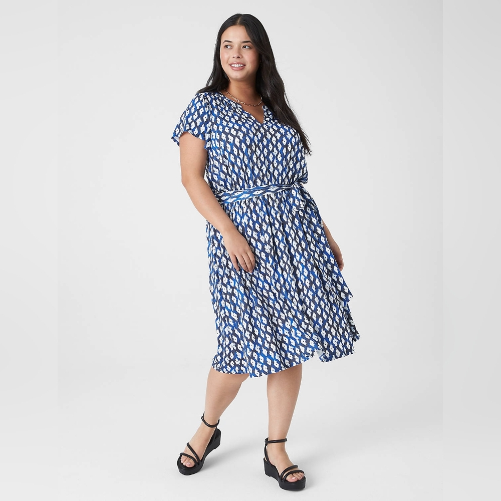 Lane Bryant Blue and White Midi Dress